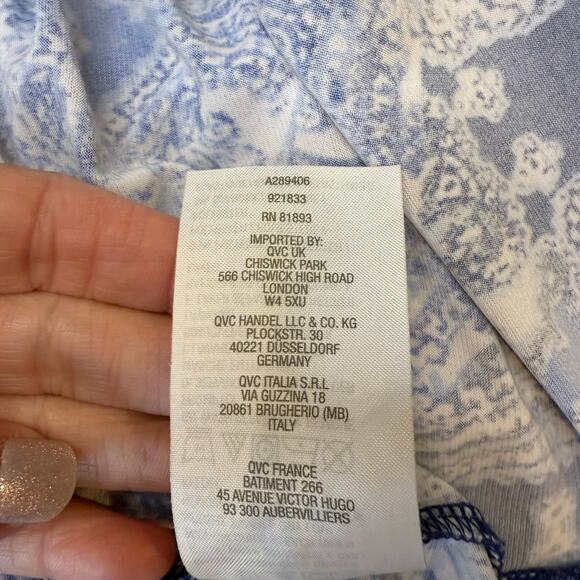 Susan Graver Artisan Large blue White paisley beaded sequin women knit Blouse - Picture 8 of 8